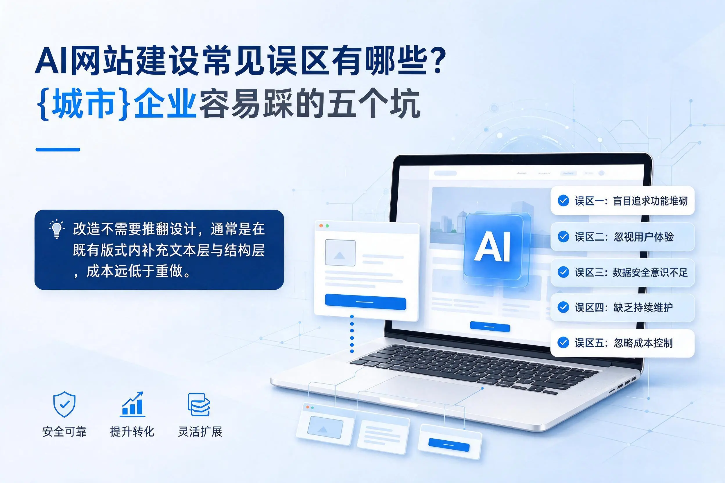 AI网站建设常见误区有哪些?辽源企业容易踩的五个坑