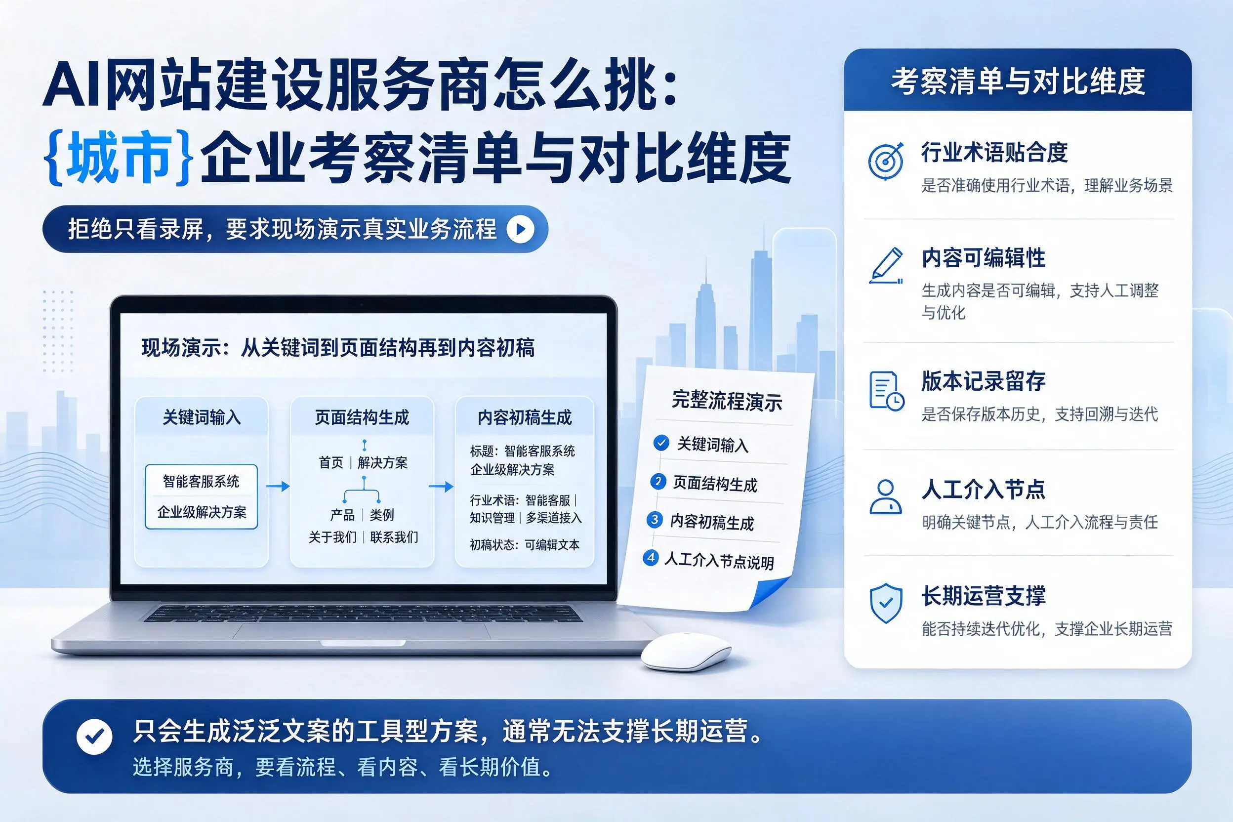 AI网站建设服务商怎么挑:辽源企业考察清单与对比维度