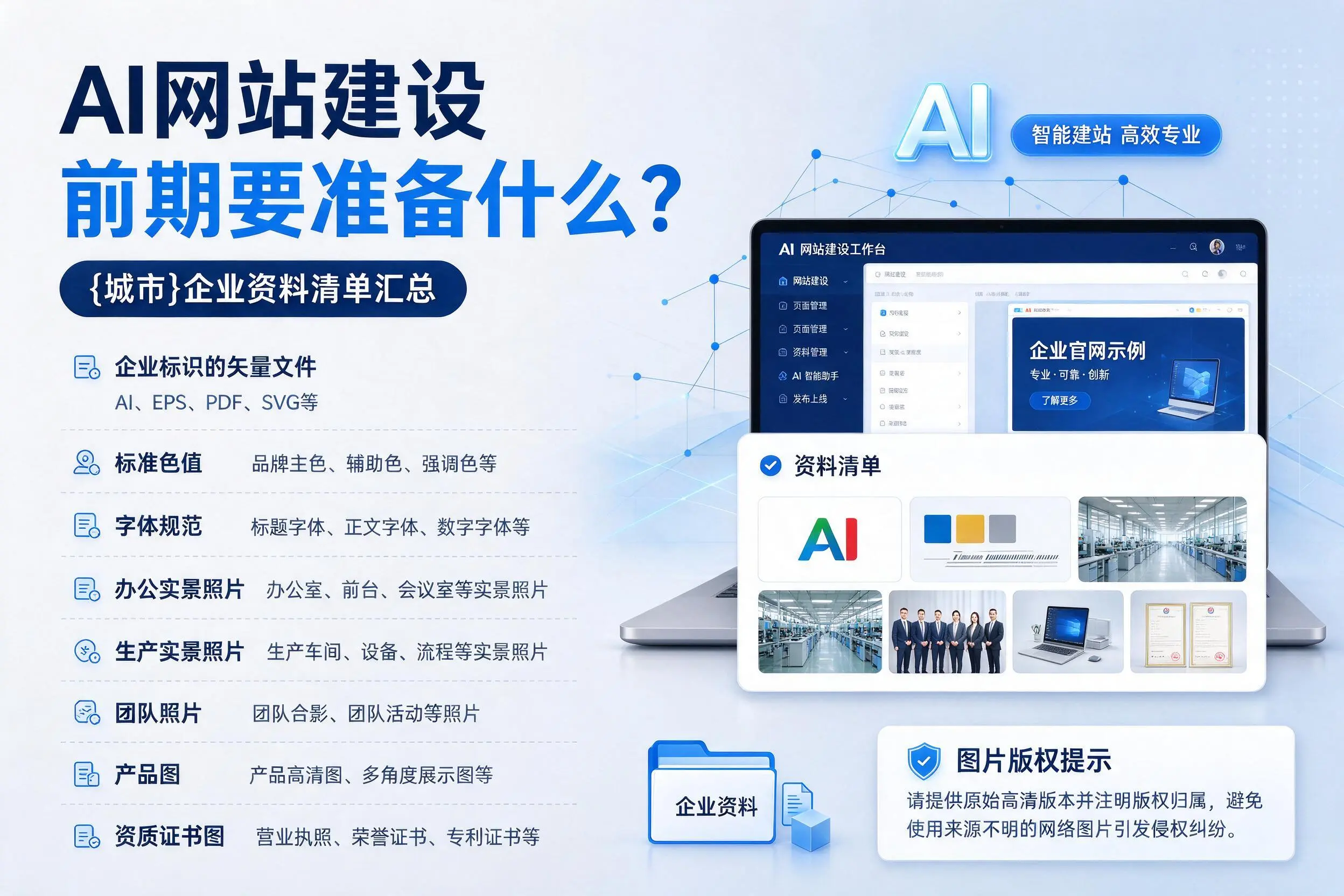 AI网站建设前期要准备什么?辽源企业资料清单汇总